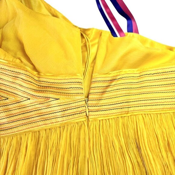 NWOT Catherine Malandrino Flowy Dress Sz.6 100% Silk Yellow Event Feminine - Picture 13 of 15